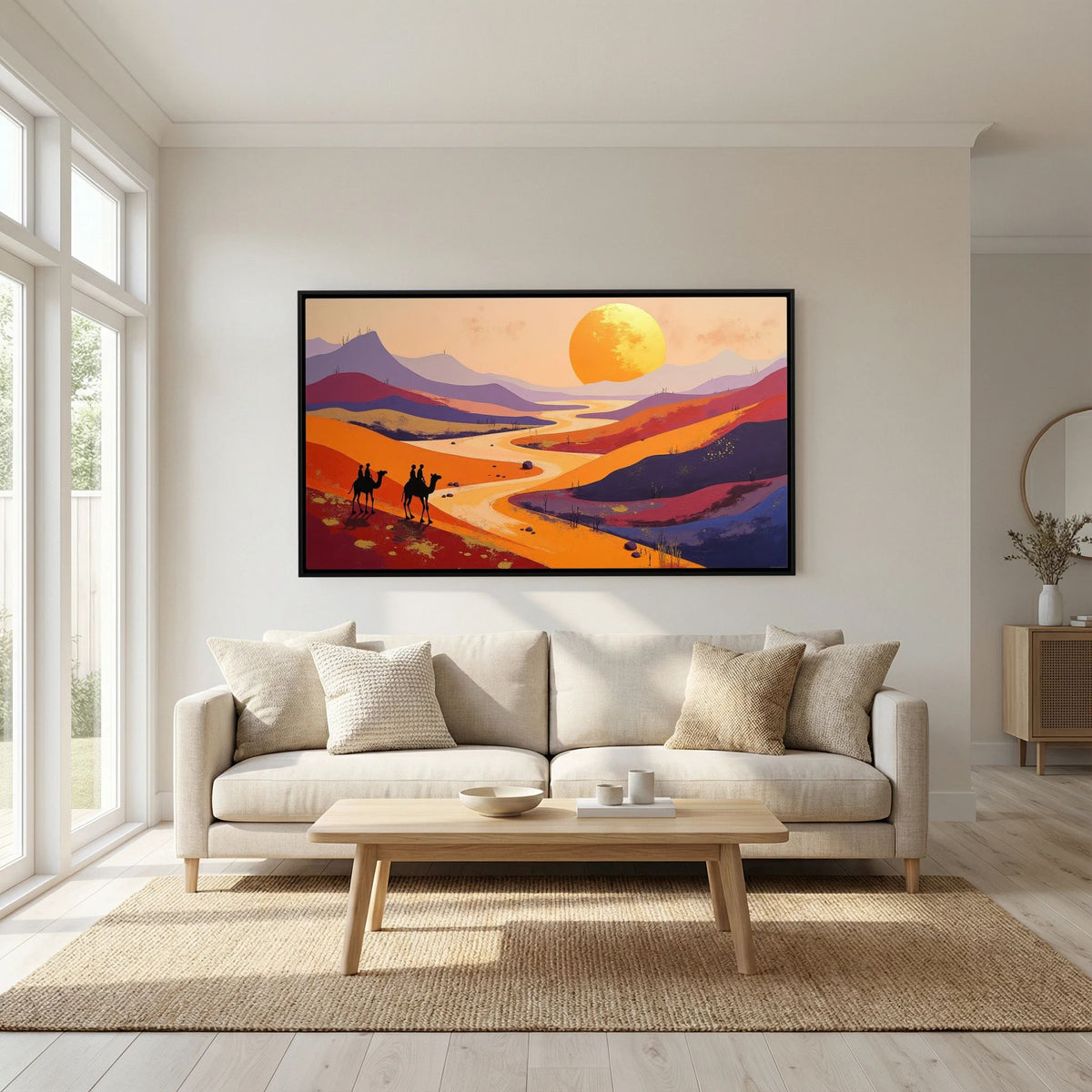 Camel Duo In The Desert Sands Abstract Wall Canvas