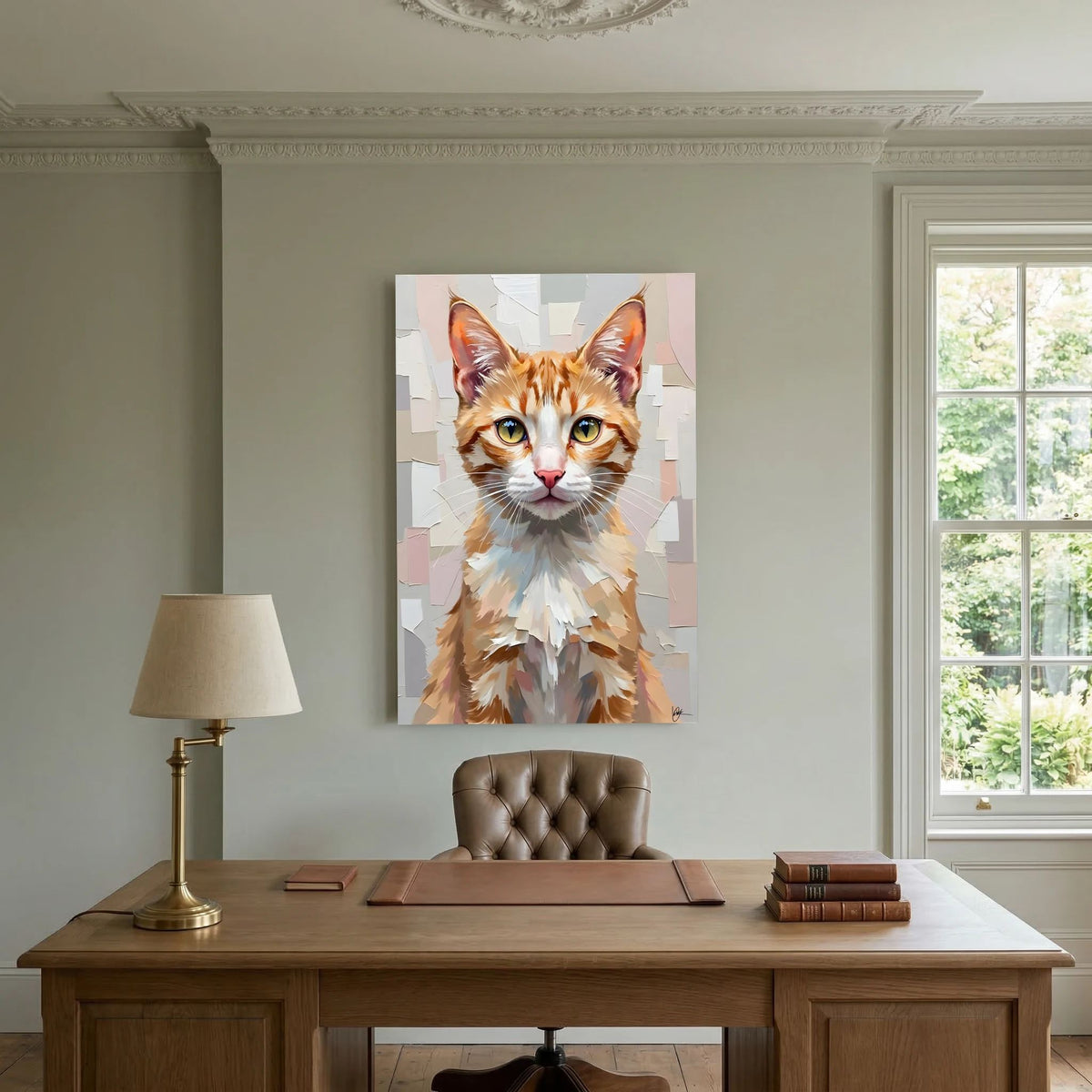 Cute Kitten Abstract Oil Style Minimalist Canvas Kids Room