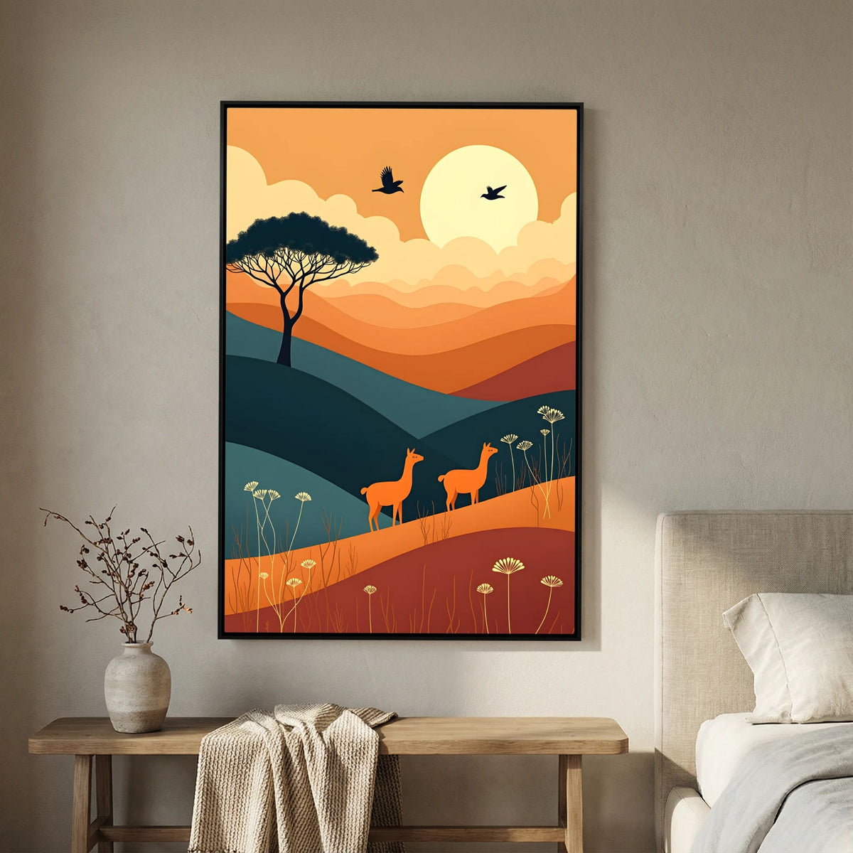 Duo Of Alpaca Abstract Wall Canvas