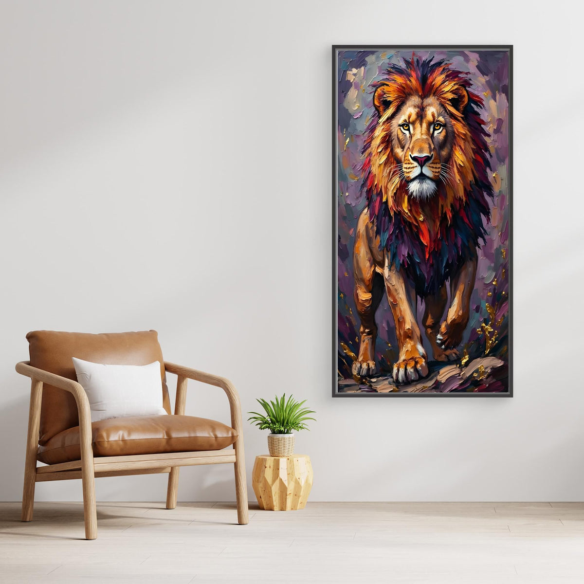 Abstract Lion Minimalist Oil Style