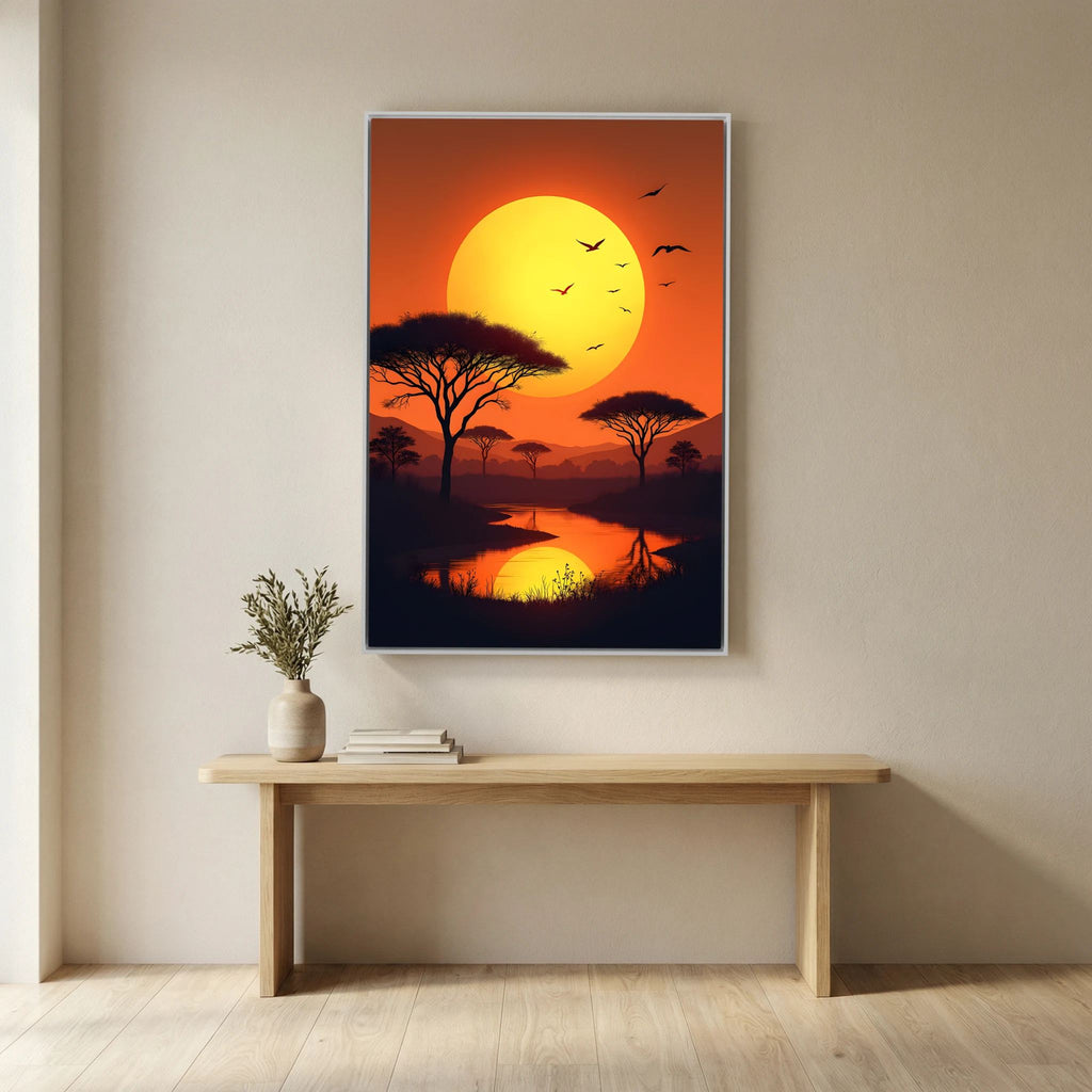 Acacia Trees At Sunset Canvas Wall Art