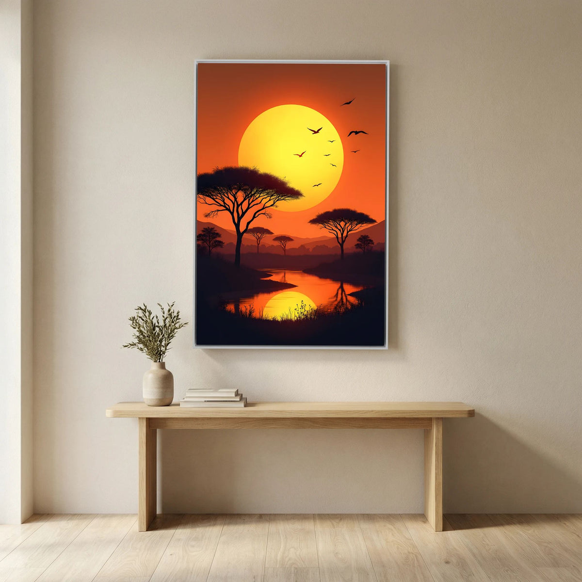 Acacia Trees At Sunset Canvas Wall Art