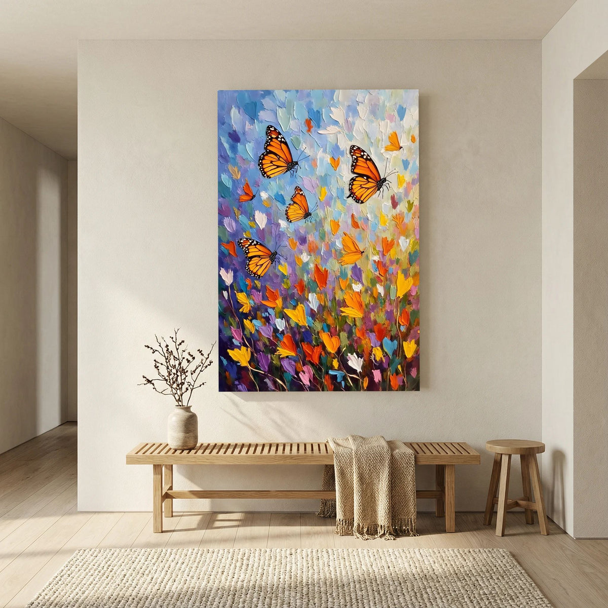Monarch Butterfly Abstract Wall Canvas Oil Style