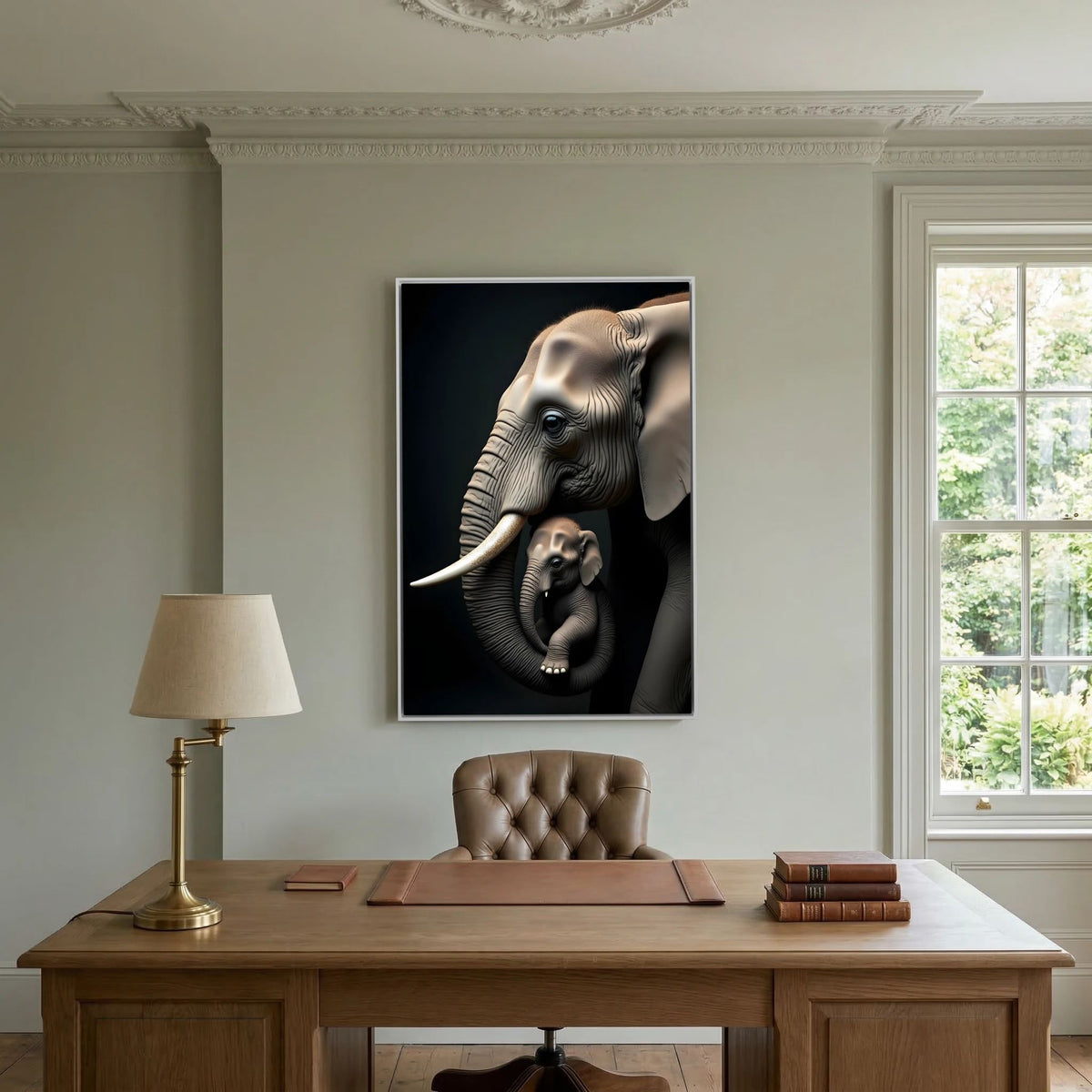 Abstract Elephant Canvas Wall Art, Modern Safari Nursery Print, Warm Toned Statement Decor, Poly-Cotton Framed Wildlife Art, Gift