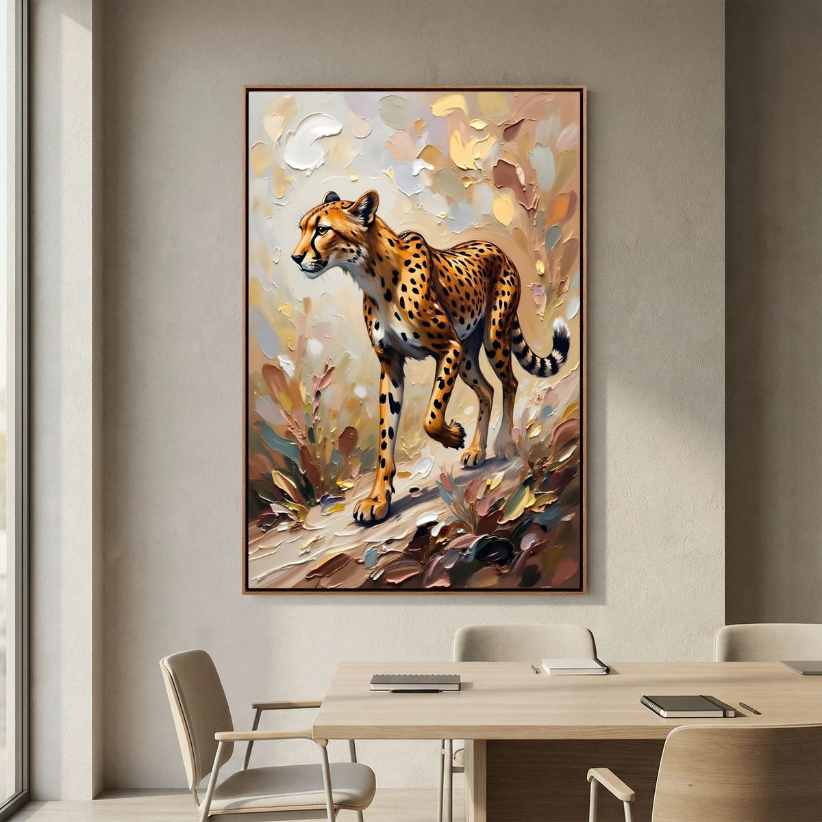 Muted Oil Style Cheetah Safari Cat Minimalist Wall Canvas