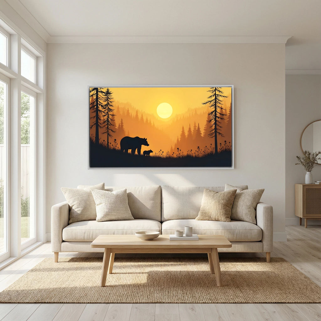 Bears In The Alaskan Wilderness At Sunset Abstract Canvas