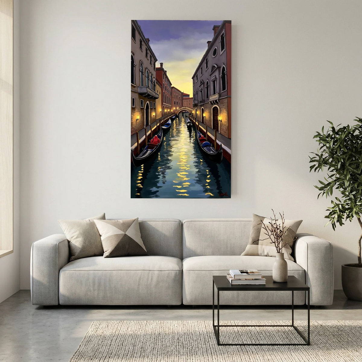 Venice River Scene Canvas Wall Art