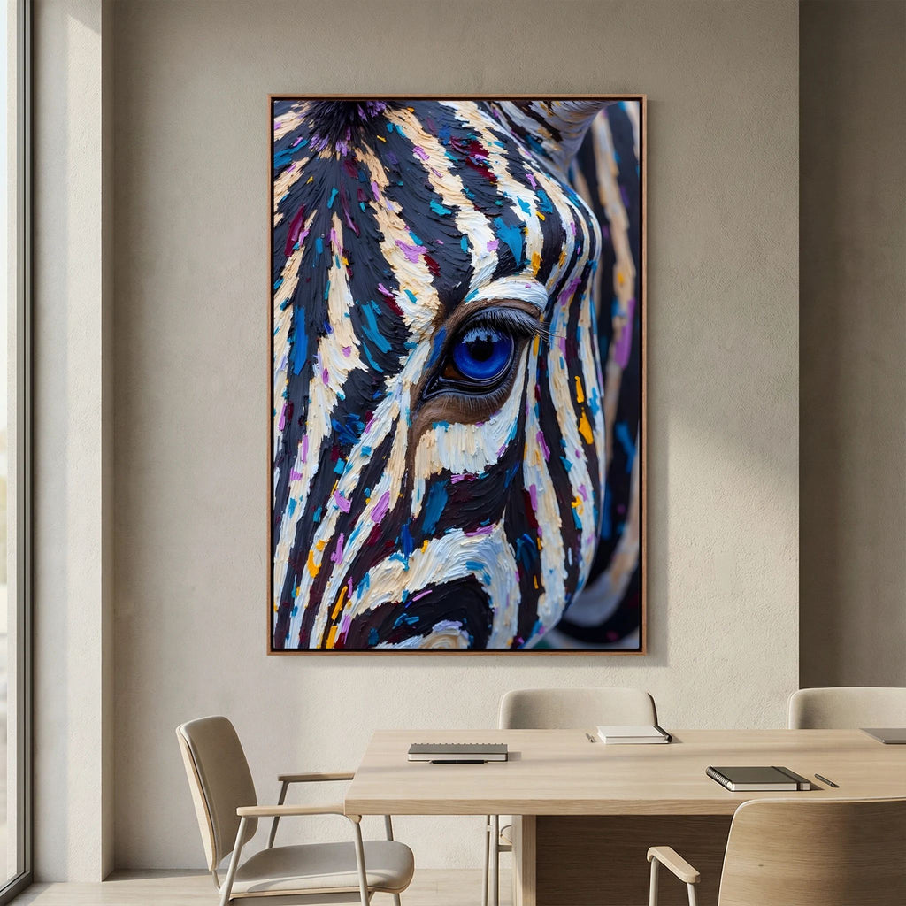 Zebra Monochrome A Hint Of Colour Minimalist Oil Style Canvas 