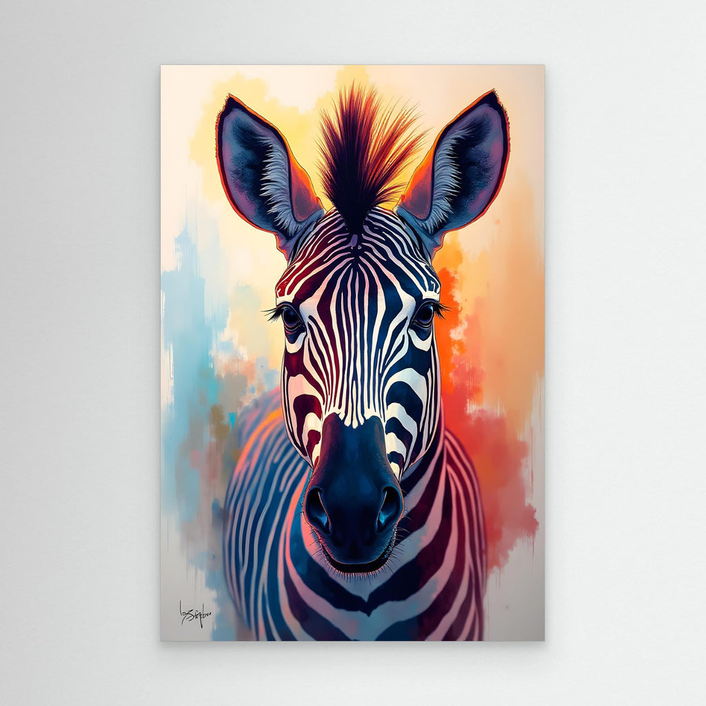 Warm Safari Zebra Colourful Minimalist Canvas