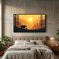 Bears In The Alaskan Wilderness At Sunset Abstract Canvas
