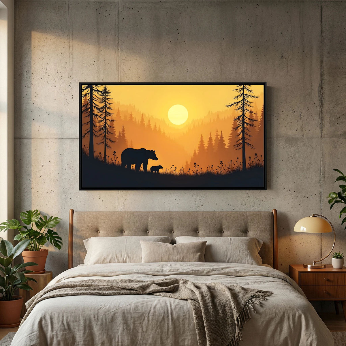 Bears In The Alaskan Wilderness At Sunset Abstract Canvas