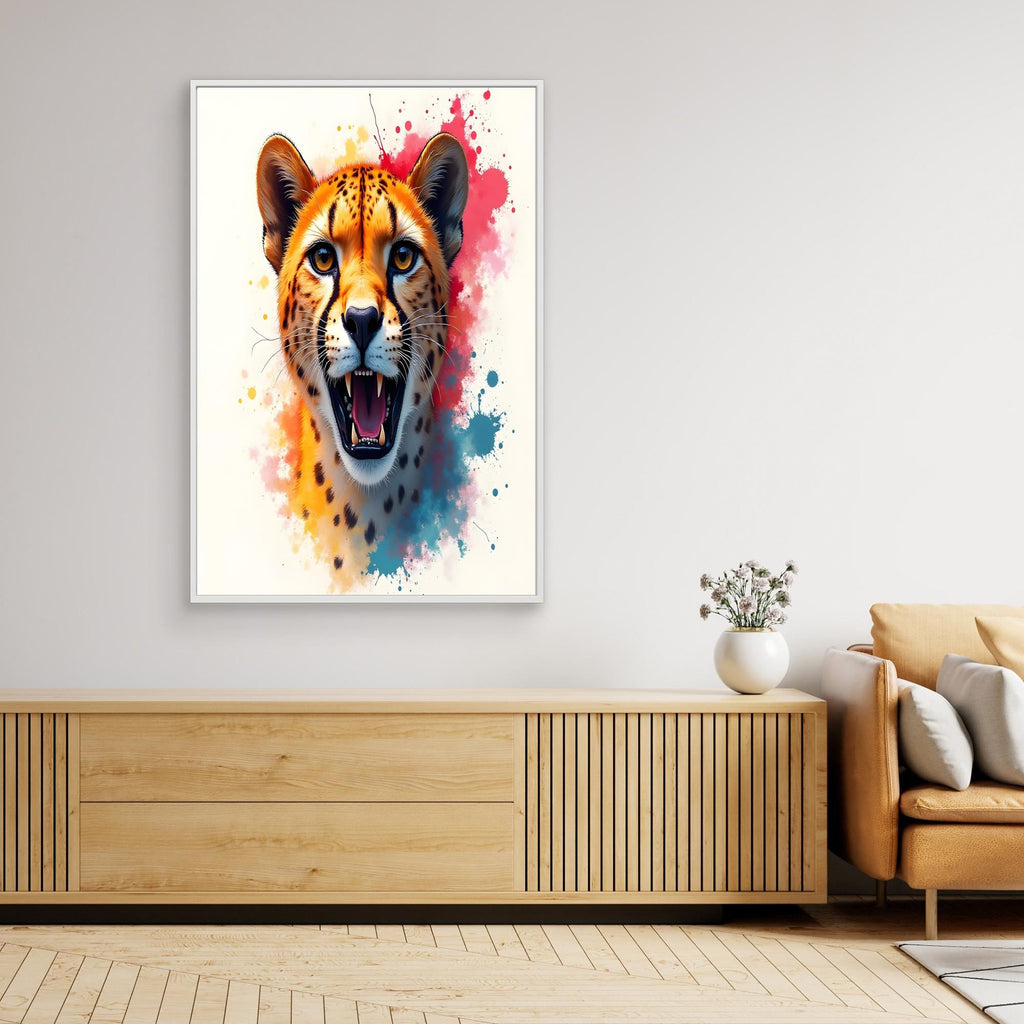Abstract Cheetah Minimalist Ink Style Canvas