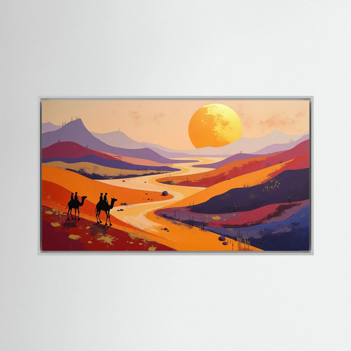 Camel Duo In The Desert Sands Abstract Wall Canvas