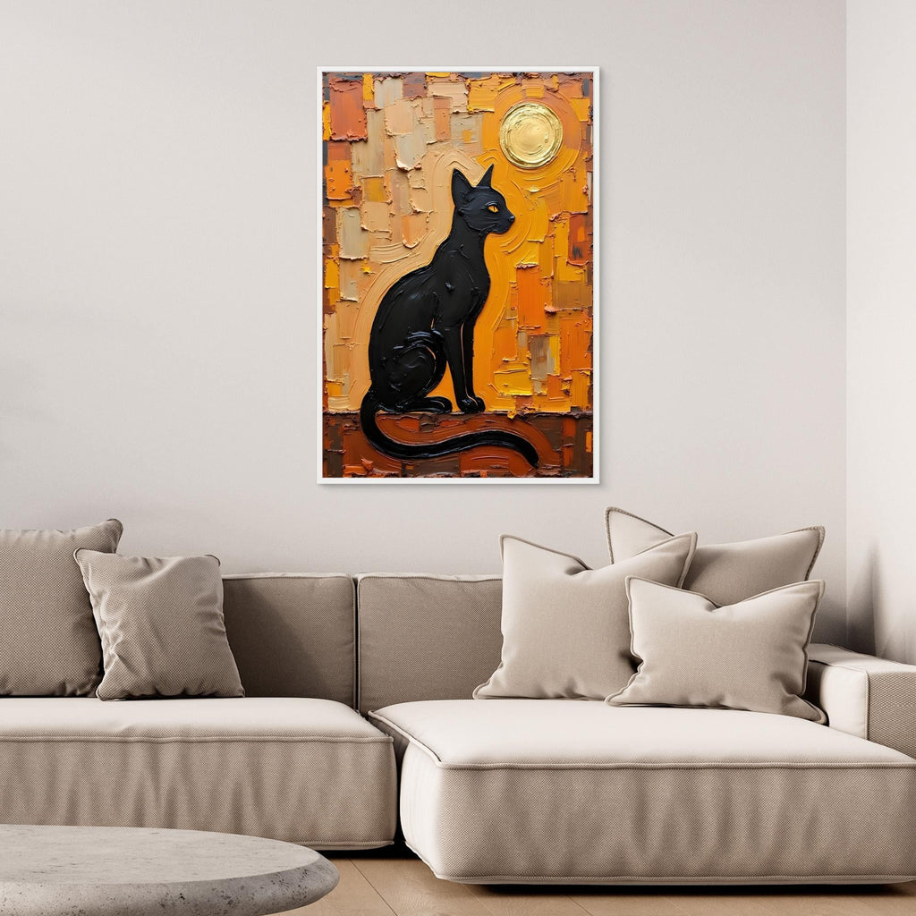 Domestic Cat Abstract Oil Style Canvas Minimalist Wall Decor