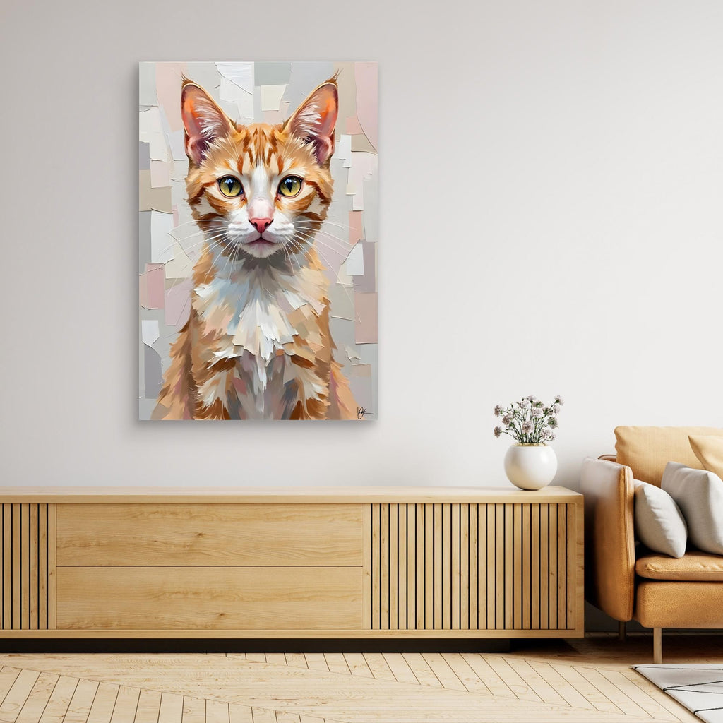 Cute Kitten Abstract Oil Style Minimalist Canvas Kids Room