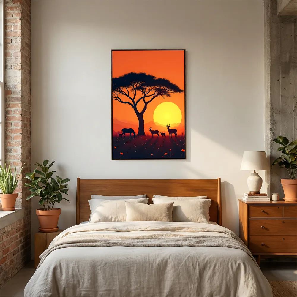 Sunset Abstract Of African Planes Wall Canvas