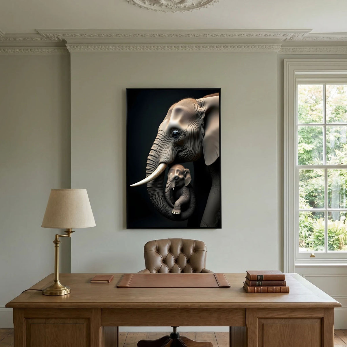 Abstract Elephant Canvas Wall Art, Modern Safari Nursery Print, Warm Toned Statement Decor, Poly-Cotton Framed Wildlife Art, Gift