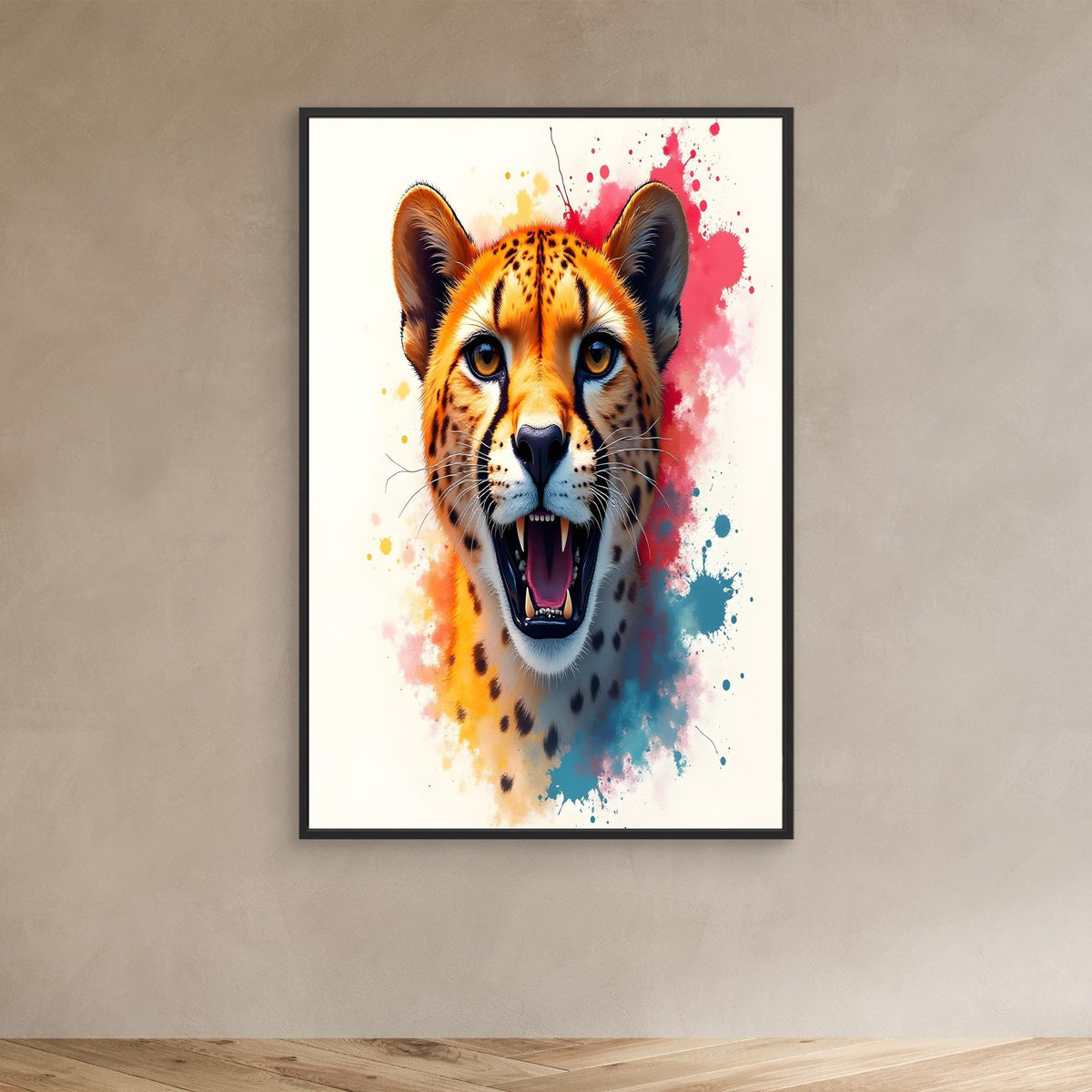 Abstract Cheetah Minimalist Ink Style Canvas