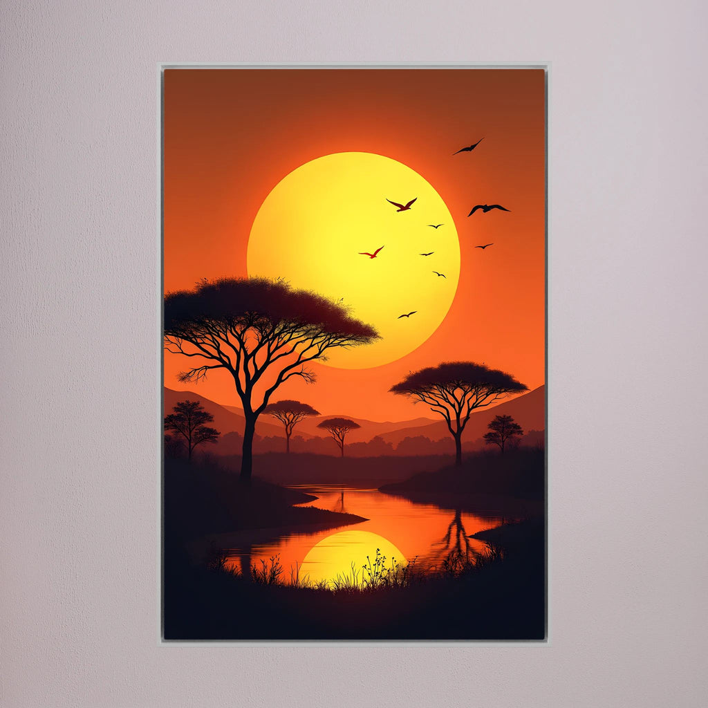 Acacia Trees At Sunset Canvas Wall Art