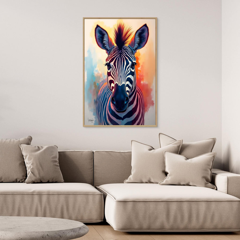 Warm Safari Zebra Colourful Minimalist Canvas