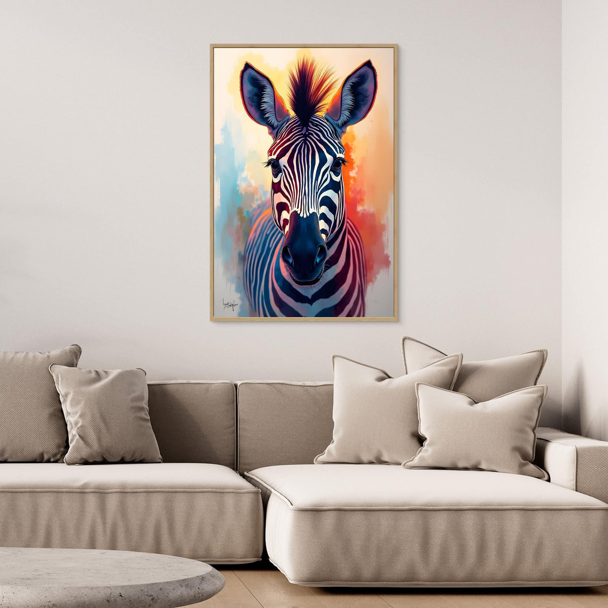 Warm Safari Zebra Colourful Minimalist Canvas