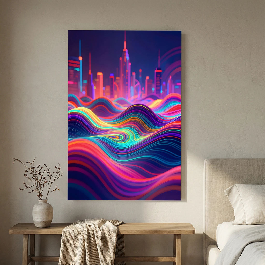 Neon City Vibes Canvas Wall Art