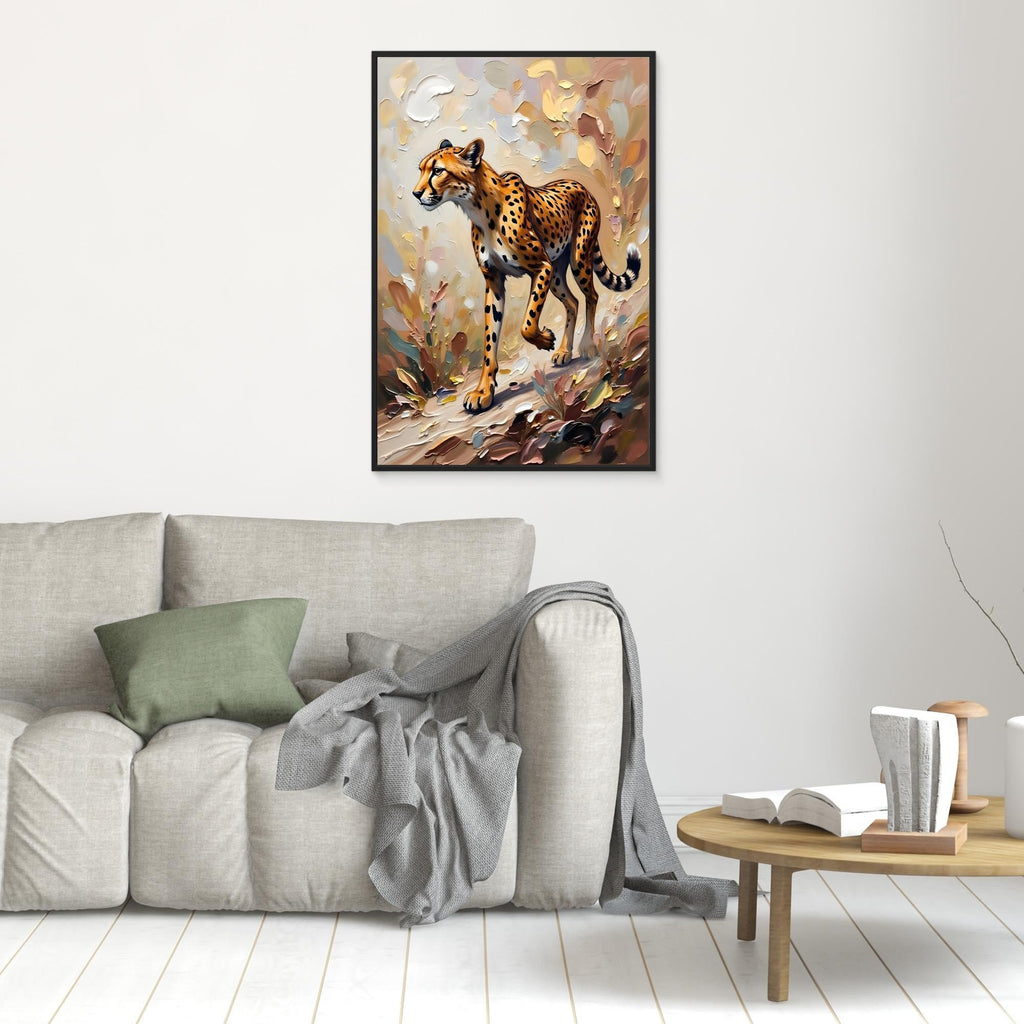 Muted Oil Style Cheetah Safari Cat Minimalist Wall Canvas