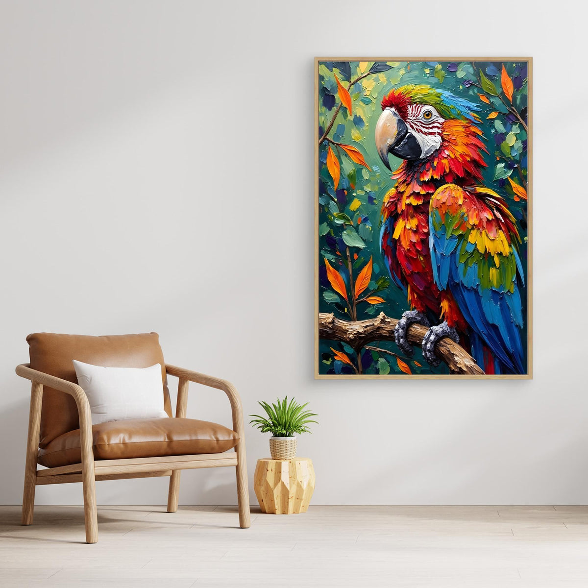 A Vibrant Macaw Stand Out In Any Room Minimalist Wall Canvas