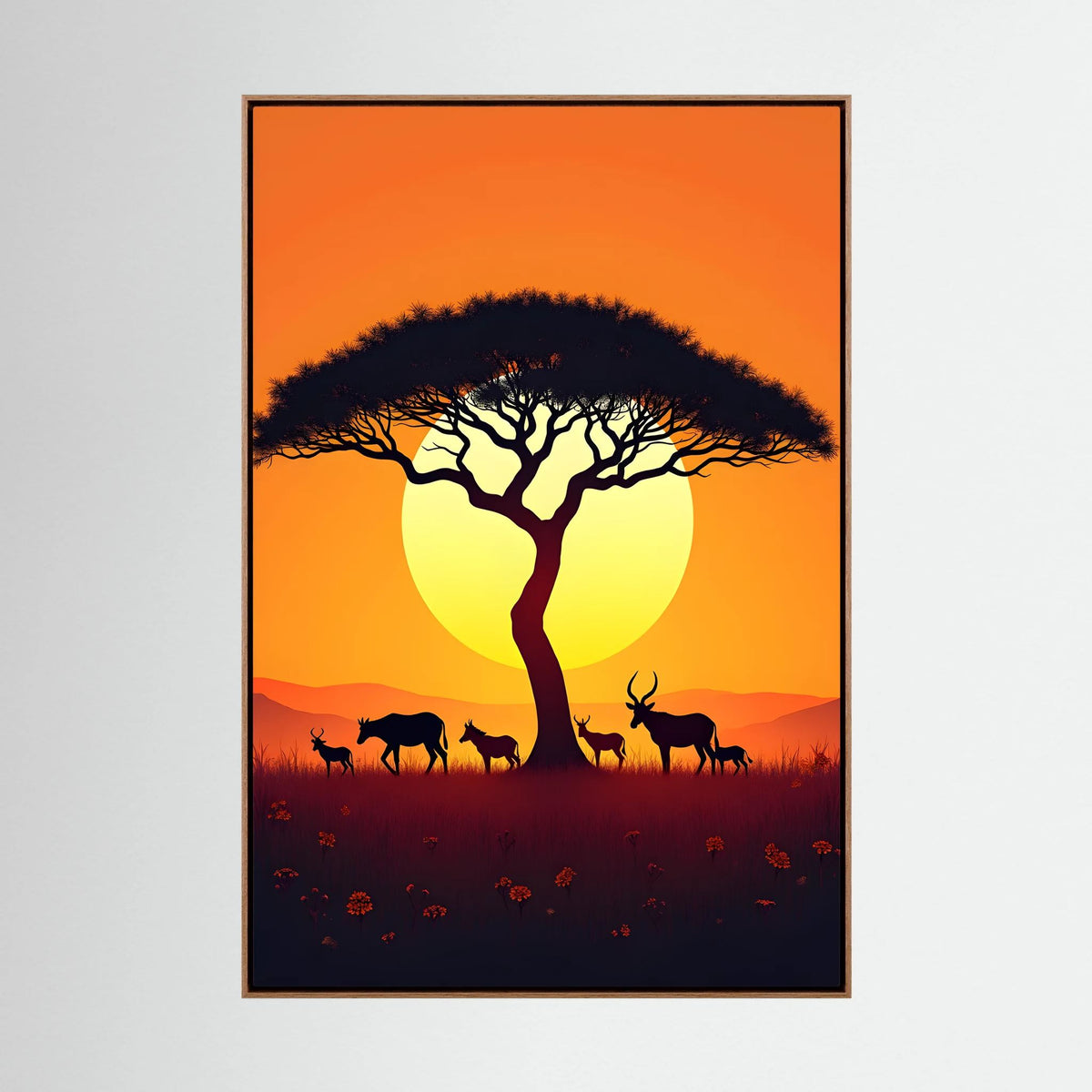 African Planes At Dusk Wall Canvas