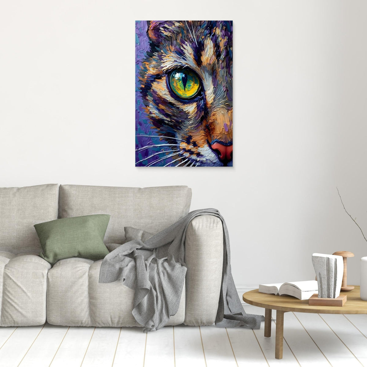 Abstract Domestic Cat Oil Style Canvas Minimalist Wall Decor