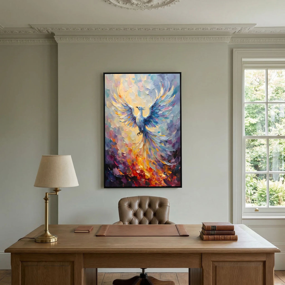 Phoenix In Flight Vibrant Majestic Minimalist Oil Style Decor