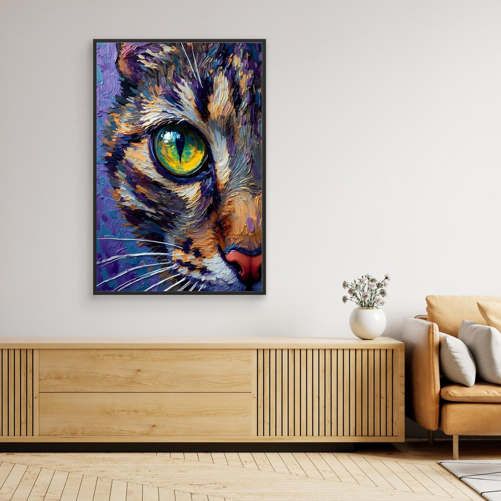 Abstract Domestic Cat Oil Style Canvas Minimalist Wall Decor