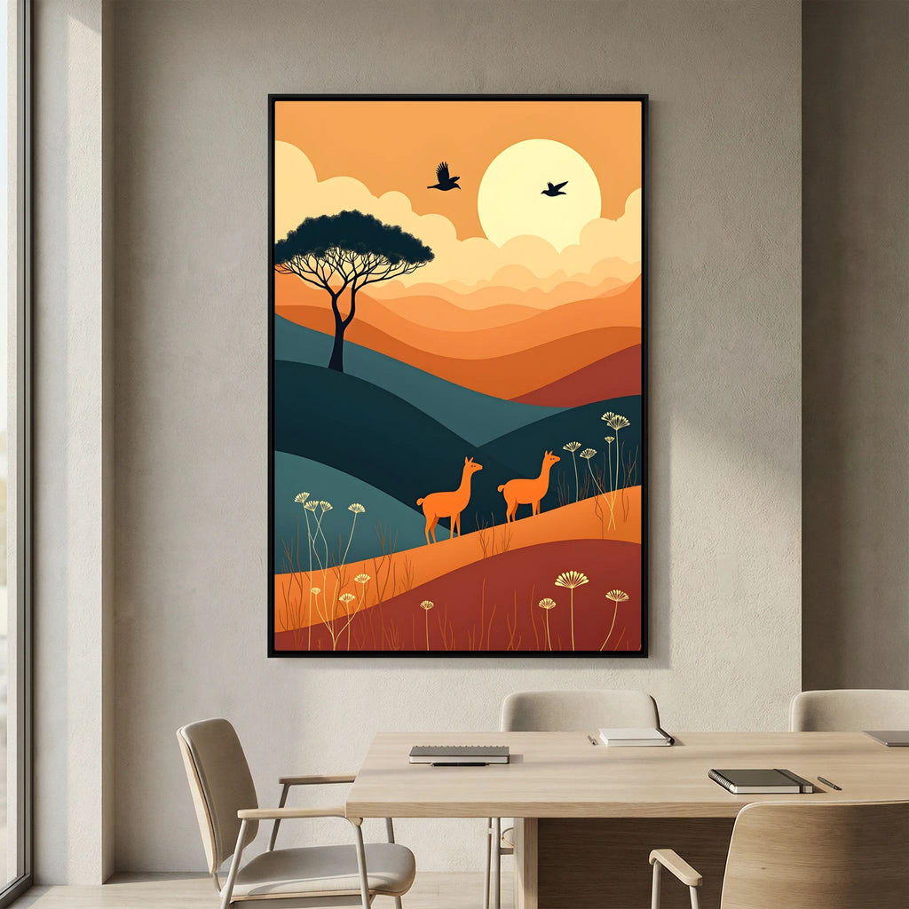 Duo Of Alpaca Abstract Wall Canvas