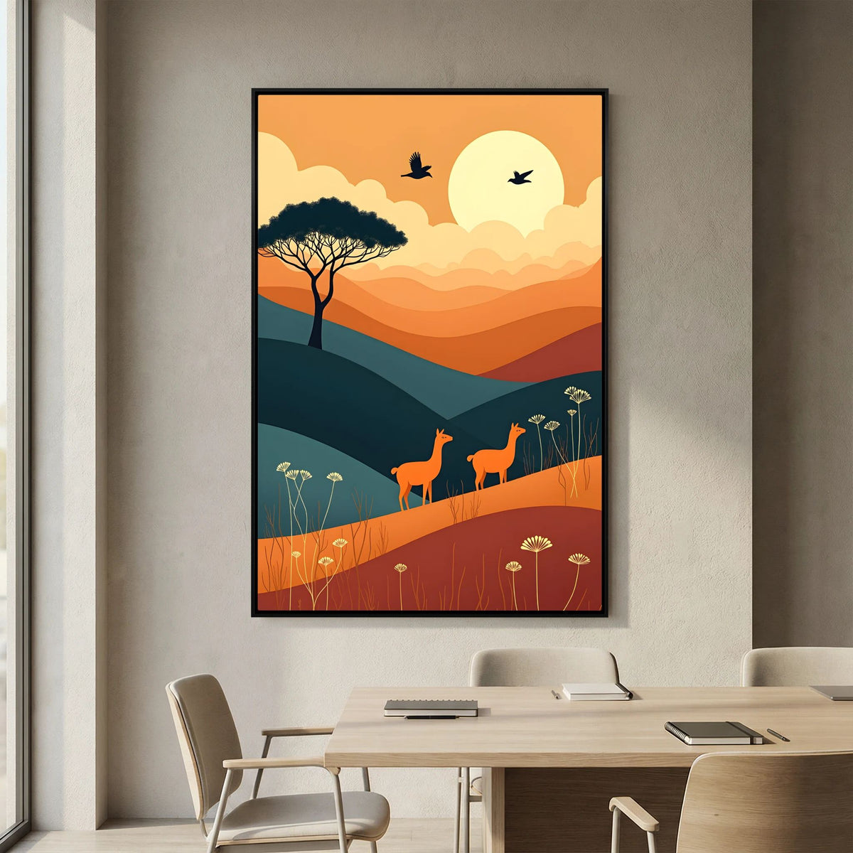 Duo Of Alpaca Abstract Wall Canvas
