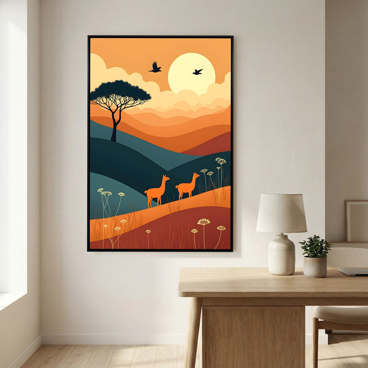 Duo Of Alpaca Abstract Wall Canvas