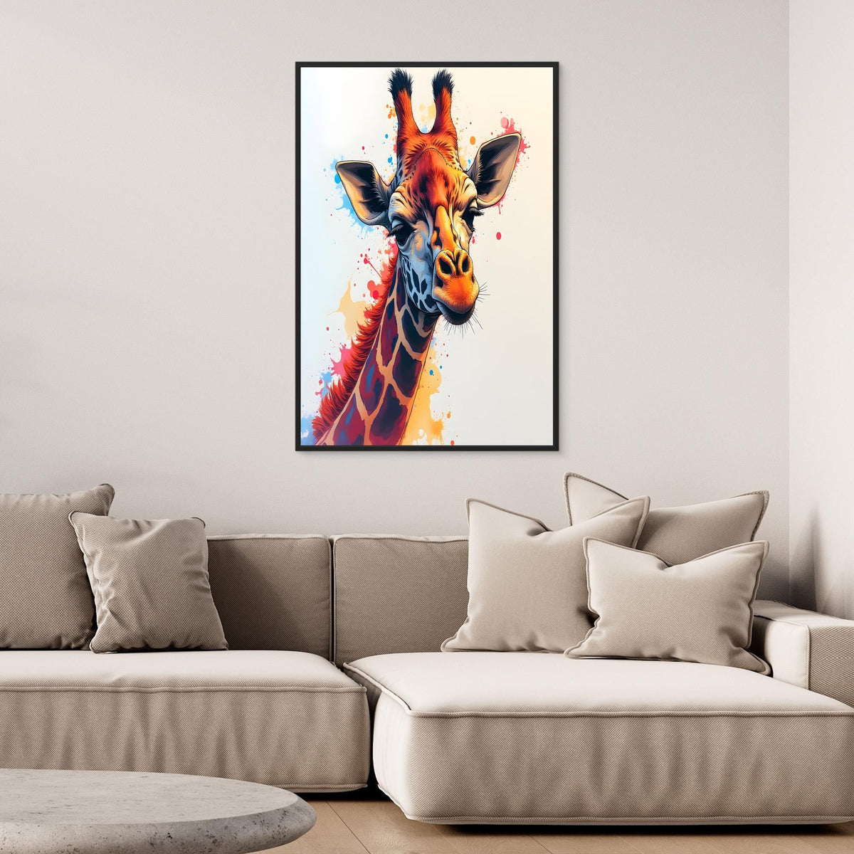 Abstract Giraffe Canvas Minimalist Ink Style