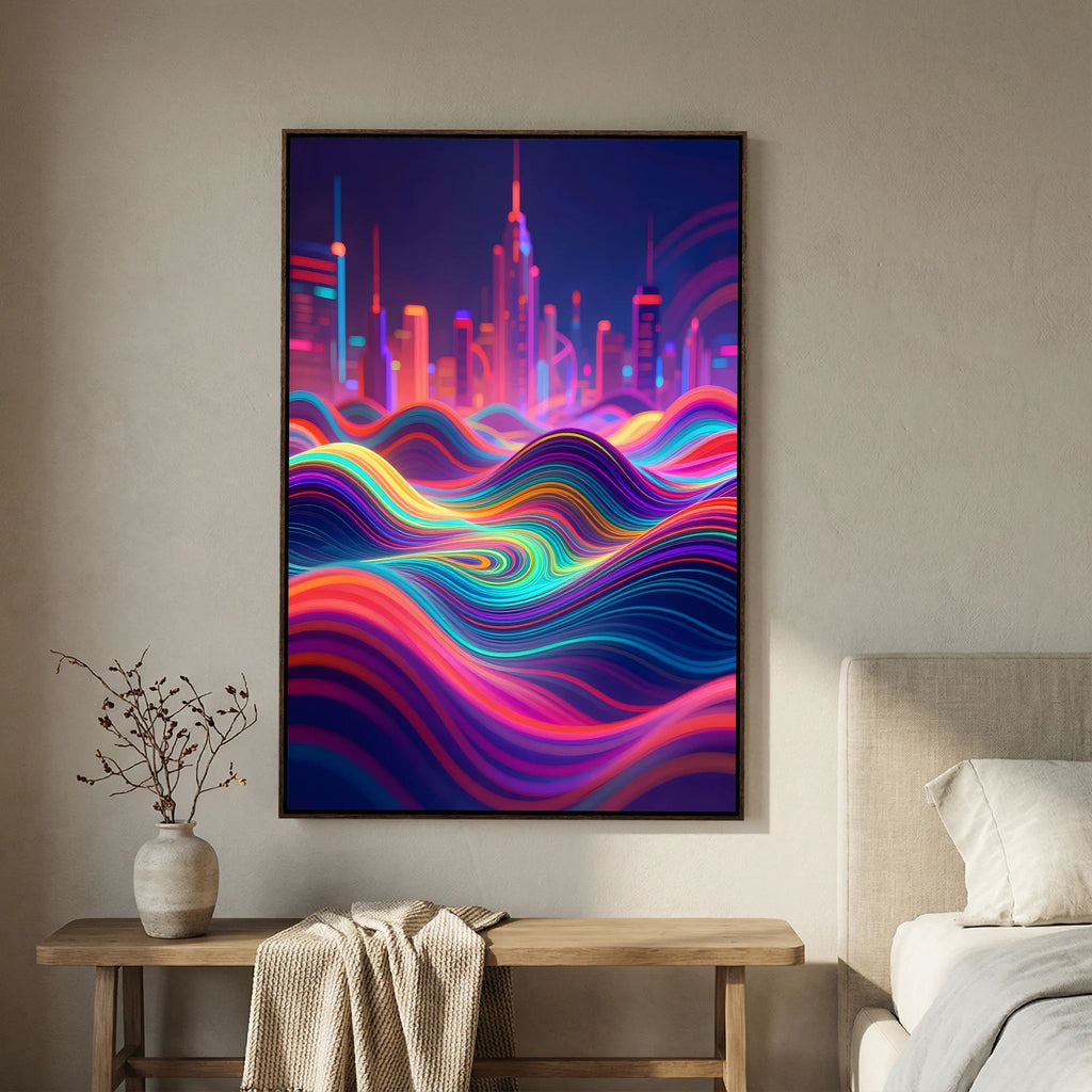 Neon City Vibes Canvas Wall Art