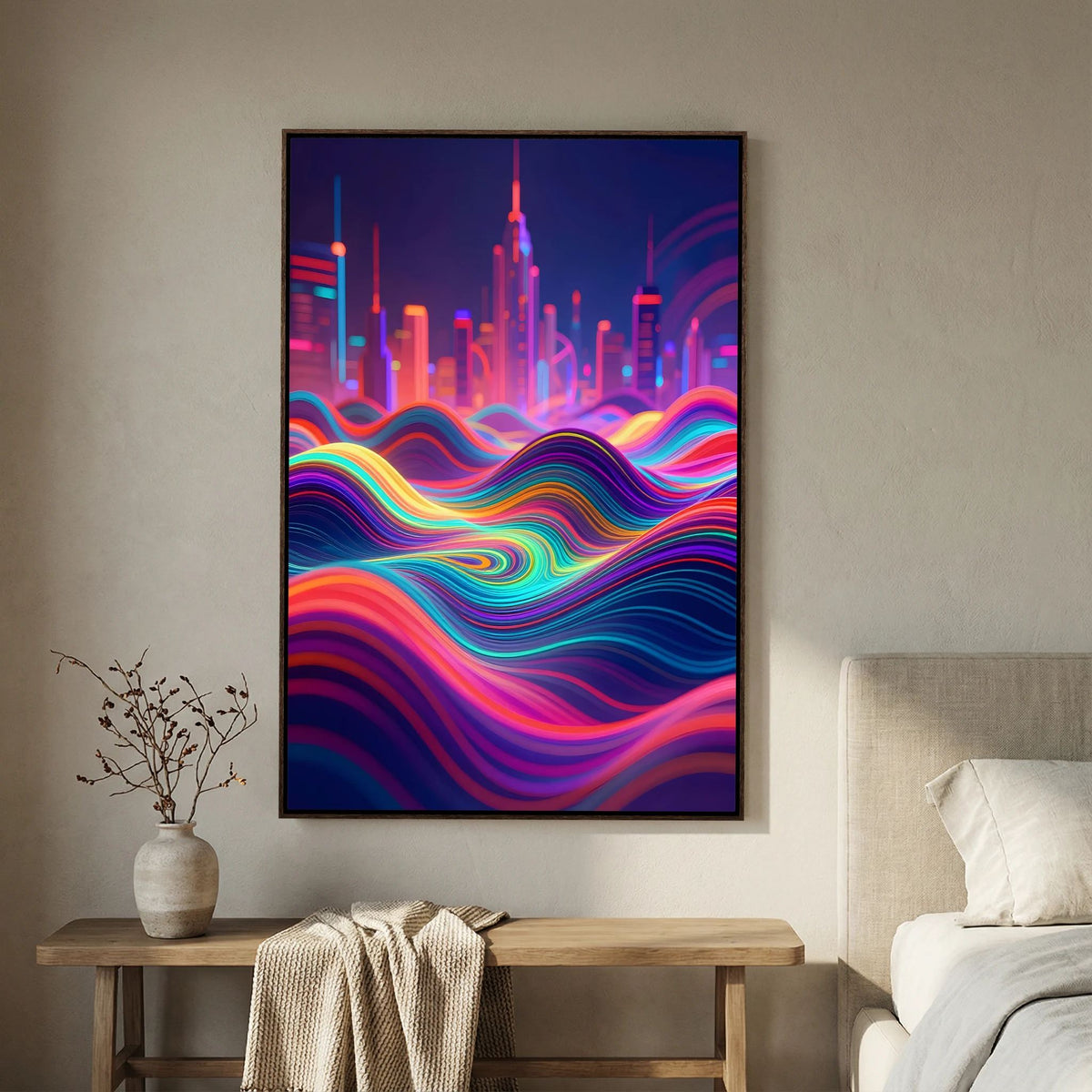 Neon City Vibes Canvas Wall Art