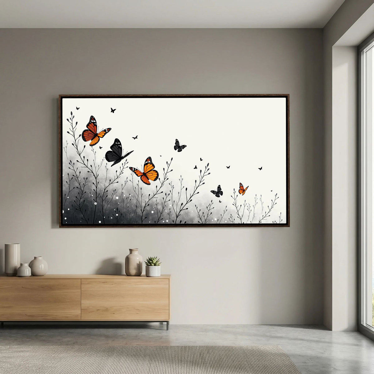 Butterfly In Flight Wall Canvas Art