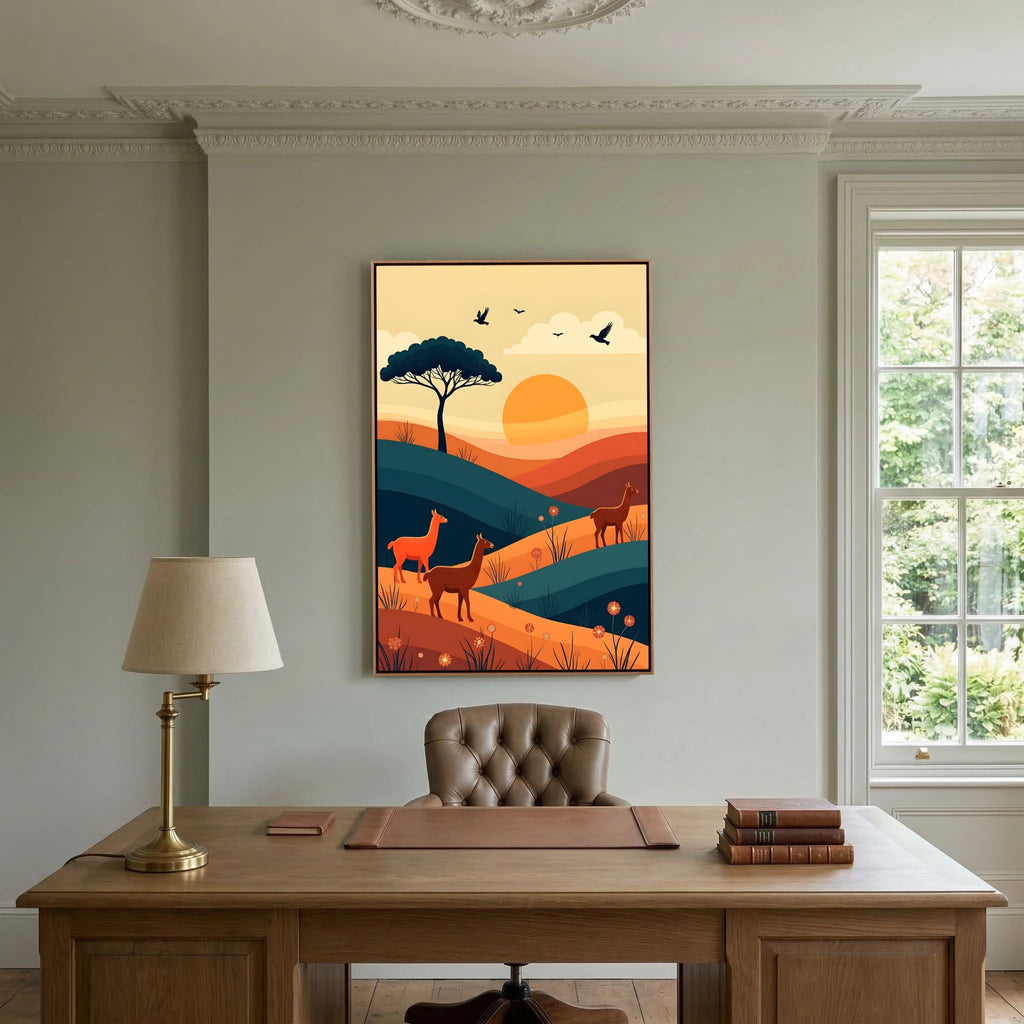 Trio Of Alpaca On Planes Canvas Wall Art