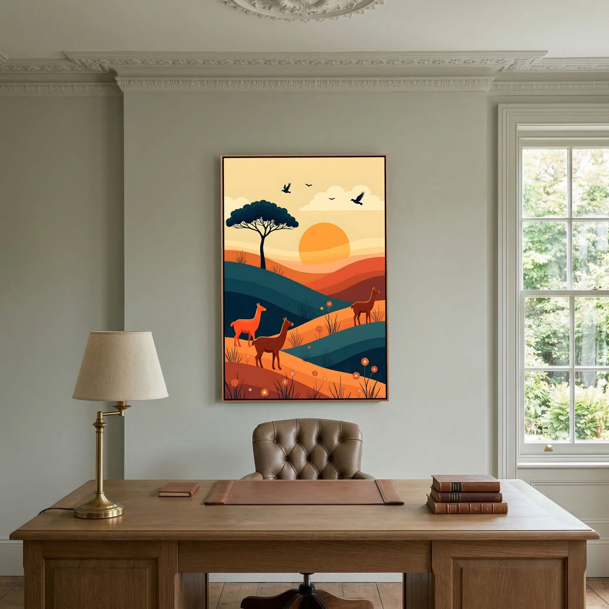 Trio Of Alpaca On Planes Canvas Wall Art