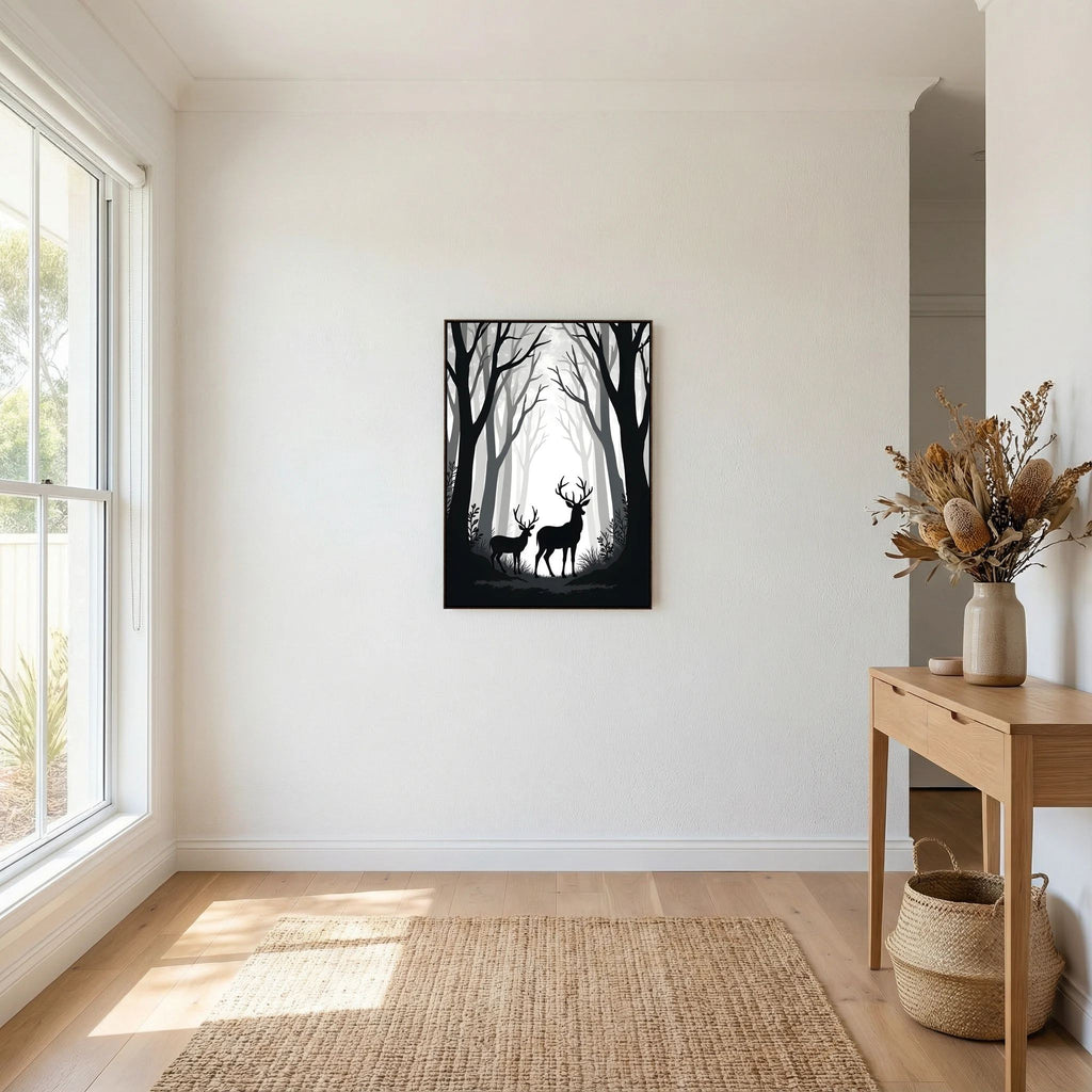 Black & White Forest Deer