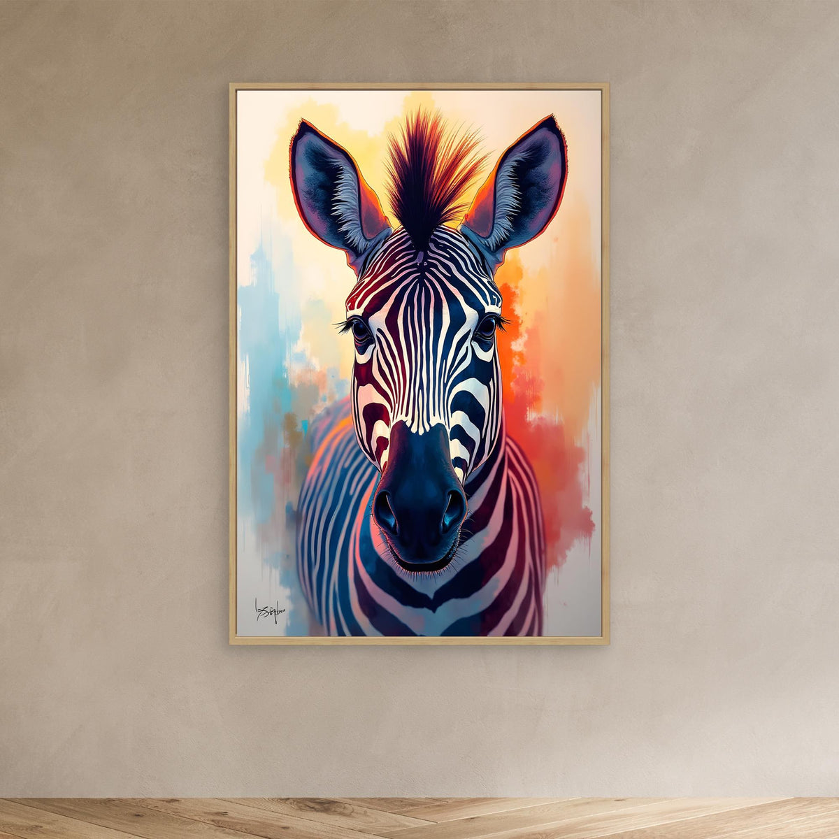 Warm Safari Zebra Colourful Minimalist Canvas