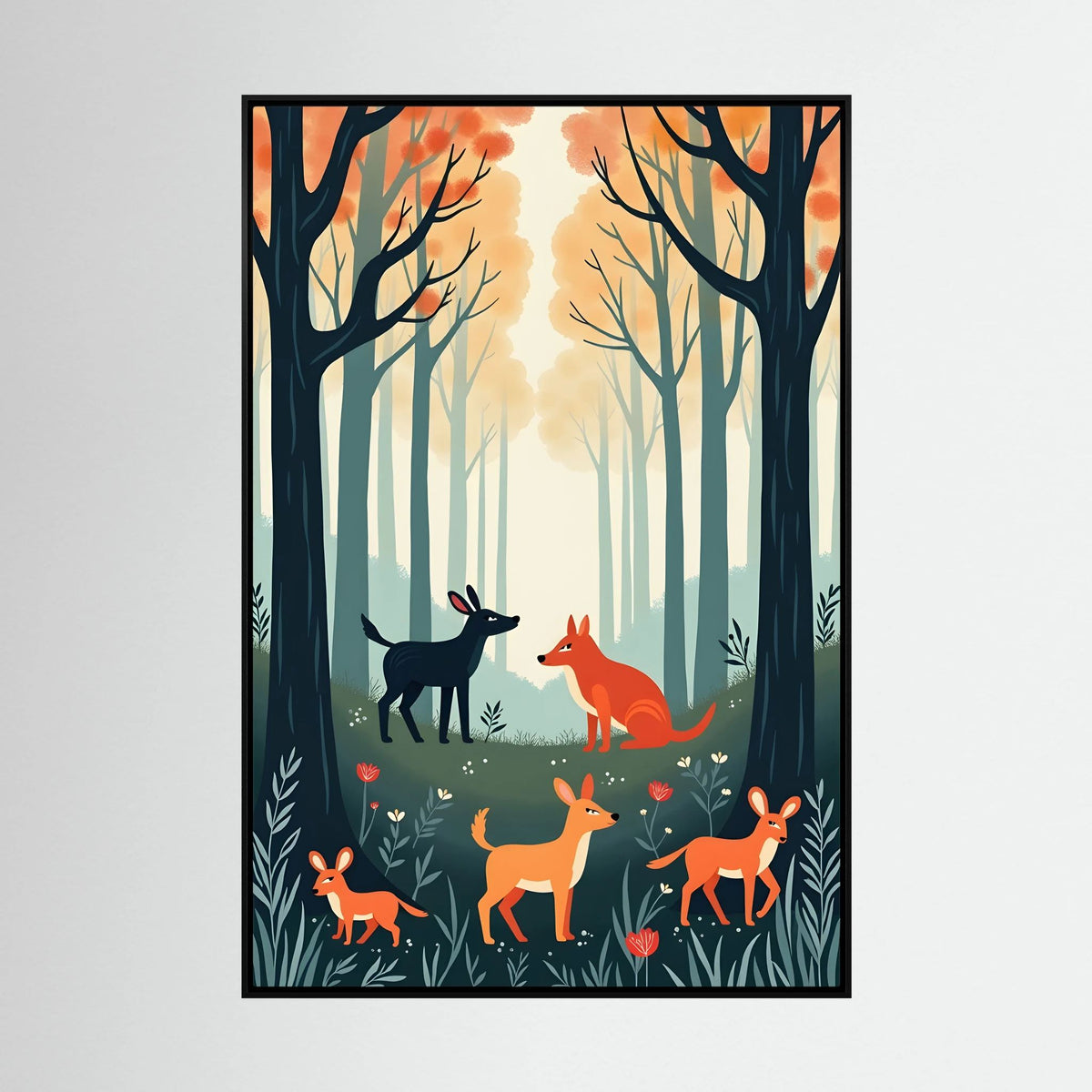 Abstract Forest Animals Forest Scene