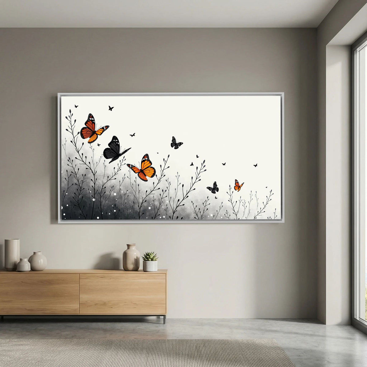 Butterfly In Flight Wall Canvas Art
