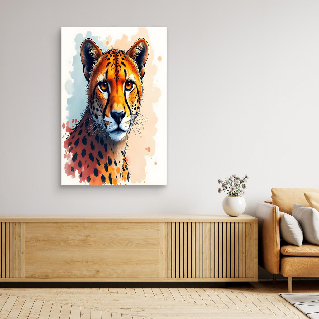 Abstract Cheetah Minimalist Ink Style Canvas