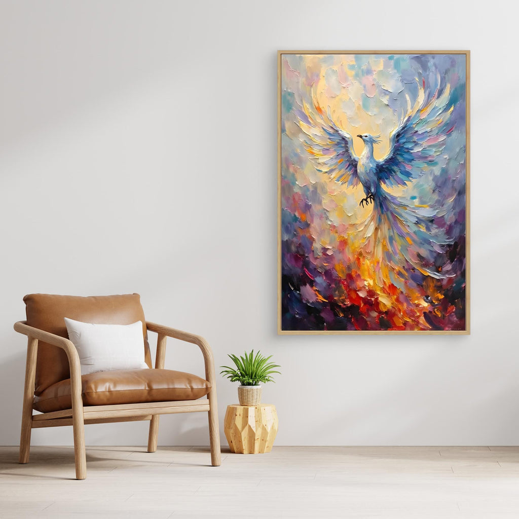 Phoenix In Flight Vibrant Majestic Minimalist Oil Style Decor