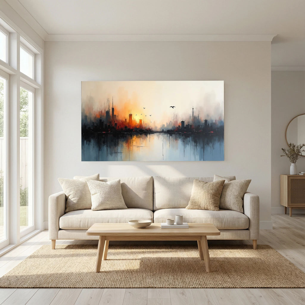 Cityscape At sunset Canvas Wall Art 