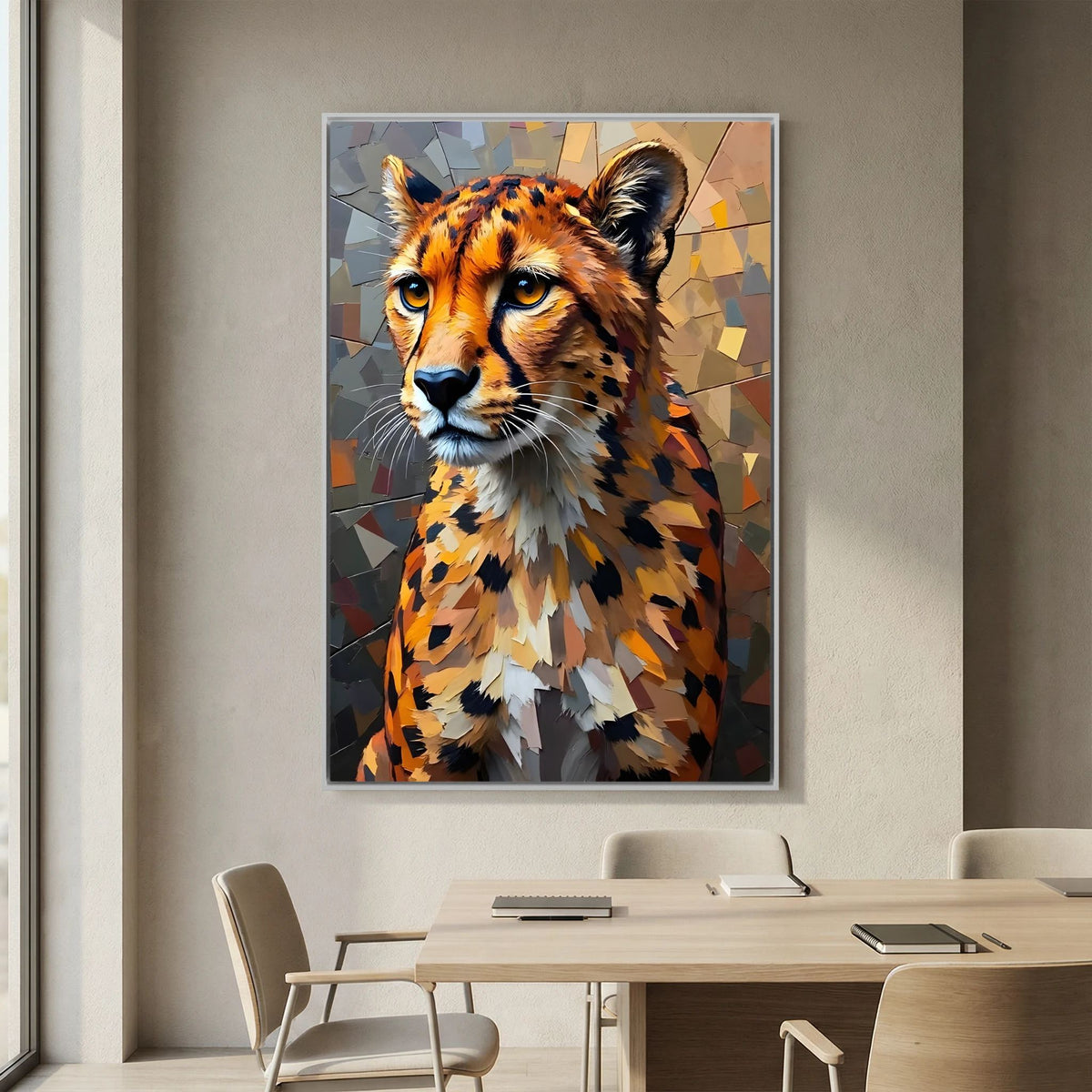 Oil Style Abstract Cheetah Statement Minimalist Wall Canvas