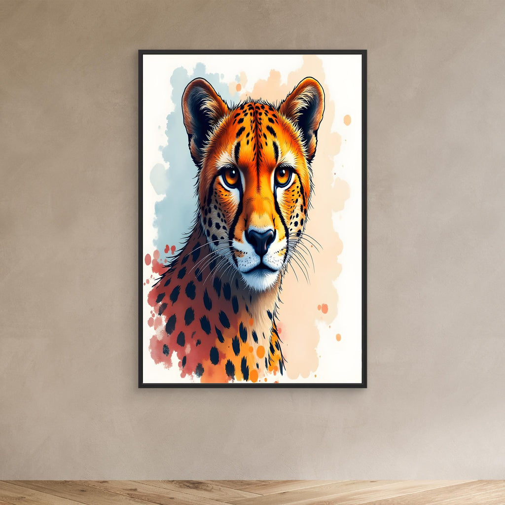 Abstract Cheetah Minimalist Ink Style Canvas